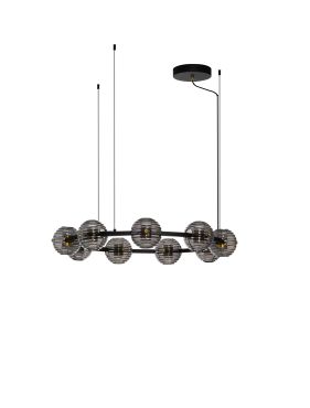 Nova Luce Las - hanglamp - Ø 91 x 160 cm - 91W dimbare LED incl. - zandzwart, goud en rokerig grijs