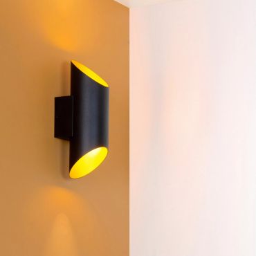 Lucide Quirijn - wandverlichting - 9,6 x 12,1 x 30 cm - zwart en messing