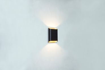Artdelight Diaz Small - wandverlichting - 4 x 10 x 15 cm - 2 x 3W LED incl. - IP54 - zwart met goud