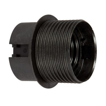 VK Lighting - E27 thermoplast fitting met schroefdraad &amp; flens - Ø 4,0 x 4,5 cm - zwart