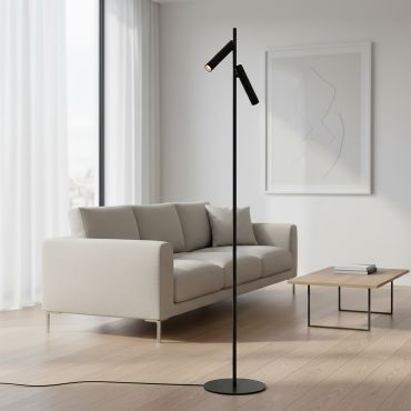 Lucide Philon - Leeslamp - Ø 23 x 140 cm - 2 x 4,5W dimbare LED incl. - zwart
