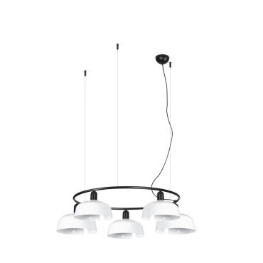 Faro Tatawin M - hanglamp - Ø 96,6 x 100 x 210 cm - satijnzwart en glanswit