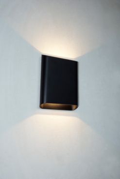Artdelight Diaz Large - wandverlichting - 4 x 14,5 x 20 cm - 2 x 6W LED incl. - IP65 - zwart