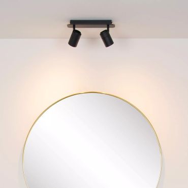 Lucide Lennert - opbouwspot 2L - 28 x 7 x 12,5 cm - 2 x 5W dimbare LED incl. - IP44 - zwart