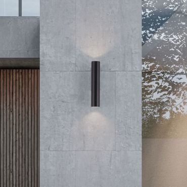 Nova Luce Torrin - buiten wandverlichting - Ø 4,5 x 23 x 7,5 cm - 6W LED incl. - IP65 - donker antraciet