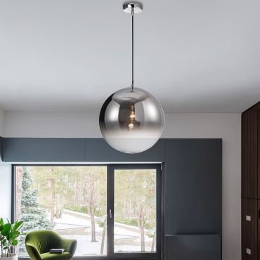 Nova Luce Ficato - hanglamp - Ø 40 x 120 cm - rokerig en chroom