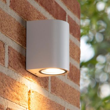 Lucide Zaro Round - buiten wandlamp - 7,8 x 6,8 x 10 cm - IP44 - wit