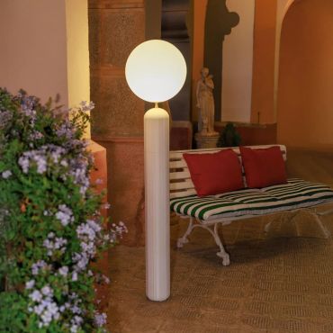 New Garden Monica 150 - oplaadbare vloerlamp op batterijen met afstandsbediening - Ø 35 x 153 cm - 7W LED incl. - IP54 - beige crèmekleurig - 3000K-6500K