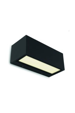 Lutec Gemini - buiten wandlamp - 22 x 10 x 8  cm - 21W LED incl. - IP54 - zwart - warm wit