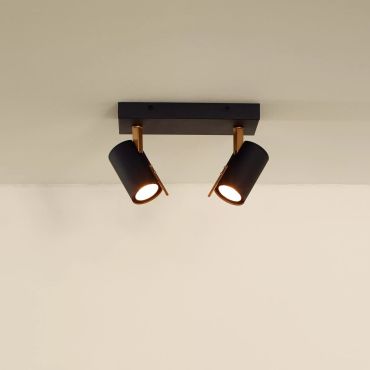 Lucide Grony - opbouwspot - 22 x 10 x 15 cm - 2 x 5W dimbare LED incl. - zwart