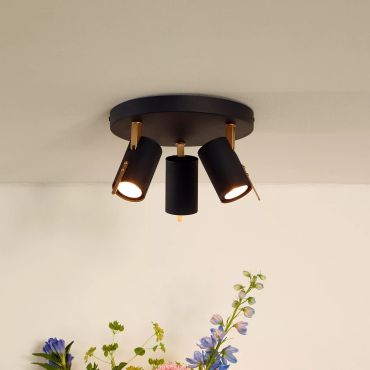 Lucide Grony - opbouwspot - Ø 23 x 15 cm - 3 x 5W dimbare LED incl. - zwart
