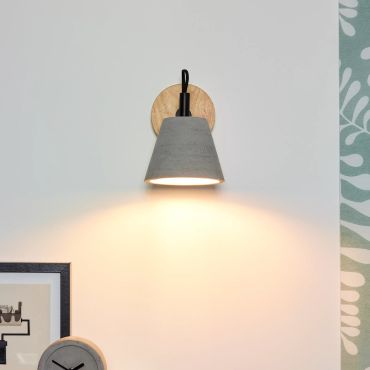 Lucide Possio - wandverlichting - 15 x 21 x 18 cm - taupe, hout