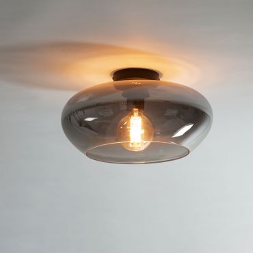 Vico Elevate Glass - plafondlamp - Ø 40 x 22 cm - gerookt glas