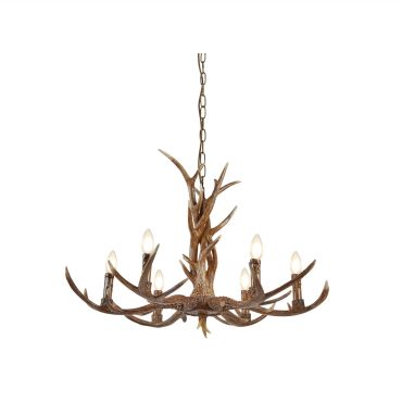 Searchlight Stag - luster - Ø 80 x 112 cm - bruin