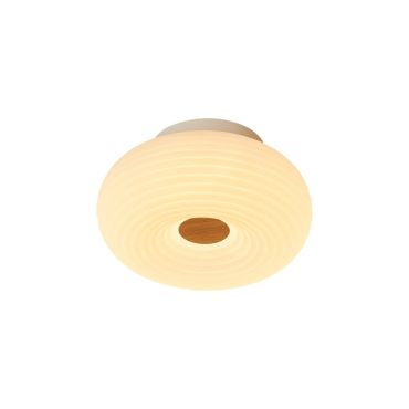 VK Lighting Oak - plafondlamp - Ø 20 x 9 cm - 12W dimbare LED incl. - wit houtnerf