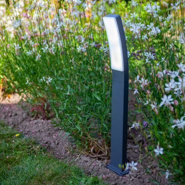 Lutec Kira - tuinpaal - 12 x 11,4 x 74 cm - 17,3W LED incl. - IP54 - donkergrijs - wit