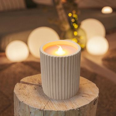 New Garden Dolo Ceramic - LED kaars met afstandsbediening - Ø 8 x 10 cm - IP44 - wit