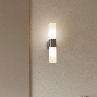 Nordlux Tangens - wandverlichting - 31 x 6 cm - IP44 - geborsteld staal en opaal wit