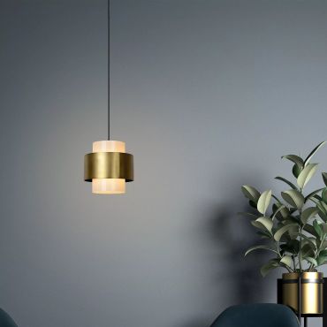 Lucide Firmin - hanglamp - Ø 30 x 150 cm - mat goud/messing
