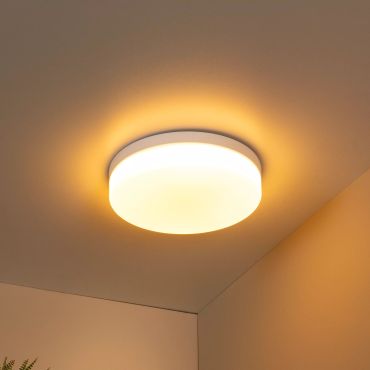 Lucide Biskit - plafondlamp met bewegingssensor - Ø 34,5 x 7,5 cm - 24W LED incl. - IP44 - wit