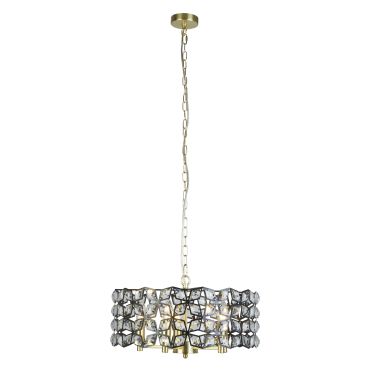 Searchlight Iris - hanglamp - Ø 48 x 150 cm - zwart en satijn messing