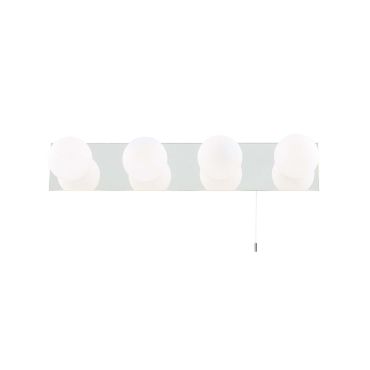 Searchlight Global - spiegellamp met trekschakelaar - 44 x 8 x 11 cm - 4 x 2,5W LED incl. - IP44 - wit en opaal