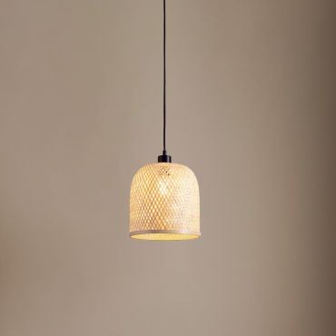 Nova Luce Intra - hanglamp - Ø 23 x 130 cm - natuurlijk bamboe en zwart
