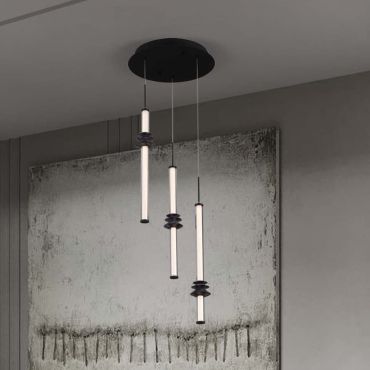 Nova Luce Stalactite - hanglamp - Ø 35 x 170 cm - 18W dimbare LED incl. - zandzwart