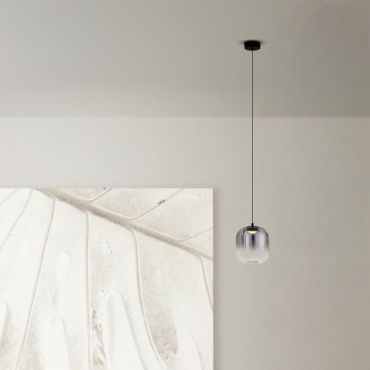 Nova Luce Aelia - hanglamp - Ø 14 x 150 cm - 3W LED incl. - mat zwart en rokerig grijs