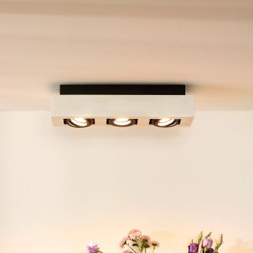Lucide Xirax - opbouwspot - 36 x 14 x 8,8 cm - 3 x 5W dimbare LED incl. - dim to warm - wit