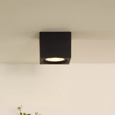 Lucide Fedler - opbouwspot - 12 x 12 x 8,5 cm - 12W dimbare LED incl. - dim to warm - zwart