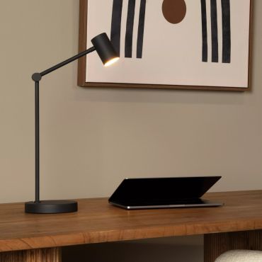 Lucide Tipik - oplaadbare tafellamp - 28,9 x 15 x 64 cm - 3 stap dimmer -  3W LED incl. - zwart
