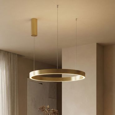 Nova Luce Elowen - hanglamp - Ø 60 x 150 cm - 60W dimbare LED incl. - goud
