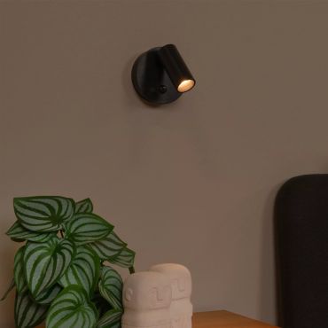 Lucide Toni - oplaadbare wandlamp met bewegingssenor - Ø 8,1 x 12,4 cm - 2W dimbare LED incl. - zwart