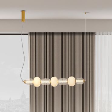 Nova Luce Movil - hanglamp - 110 x 125 x 17 cm - 42W dimbare LED incl. - goud, helder en opaal