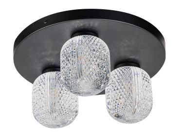 ETH Kristel - plafondlamp - Ø 32 x 15 cm - transparant en zwart