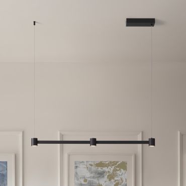 Nova Luce Puize - hanglamp - 80 x 140 x 6 cm - 21W dimbare LED incl. - zandzwart