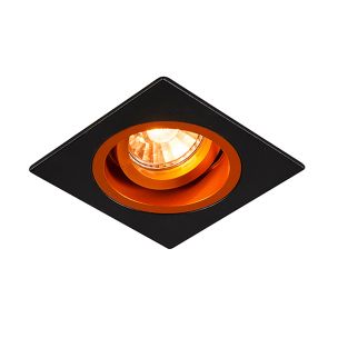 Zuma Line Chuck DL Square - inbouwspot 1L - Ø 92 mm, Ø 80 mm inbouwmaat - zwart en oranje-goud