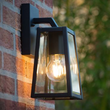 Lucide Matslot - buiten wandlamp - 14 x 13 x 24 cm - IP23 - zwart