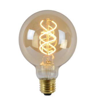 Lucide LED filament lamp - Ø 9,5 x 13,8 cm - E27 - 4,9W dimbaar - 2200K - amber