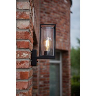 Lutec Flair - buiten wandverlichting met bewegingsmelder - 12 x 17,2 x 31,3 cm - IP44 - mat zwart