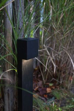 Lutec Gemini XF -  tuinpaal - 9,2 x 11 x 65 cm - 9W LED incl. - zwart - warm wit