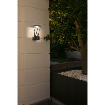 Faro Twist - wandverlichting - 14 x 15 x 30 cm - 10W LED incl. - IP65 - donkergrijs
