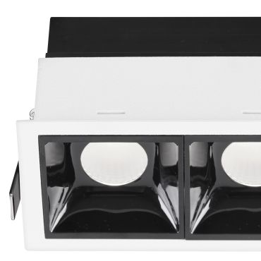 Nova Luce Sorel - inbouwspot - 115 x 62 mm, 108 x 57 mm inbouwmaat - 2 x 7W LED incl. - wit en zwart