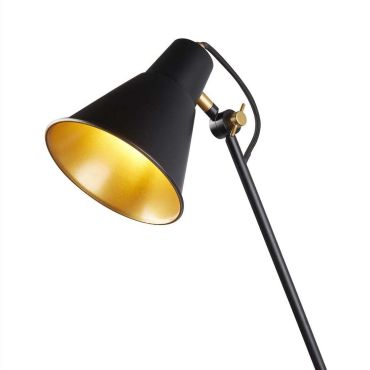 Searchlight Adjustable Wall Lights - wandverlichting met trekschakelaar - 14 x 39 cm - mat zwart en goud