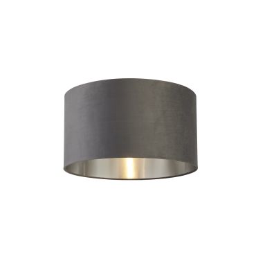Searchlight Drum Shade - lampenkap - Ø 50 x 28 cm - donkergrijs en geborsteld zilver