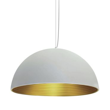 ONE Light Bowl Shade Pendant - hanglamp - Ø 60 x 190 cm - wit en messing