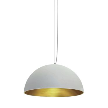ONE Light Bowl Shade Pendant - hanglamp - Ø 40 x 180 cm - wit en messing