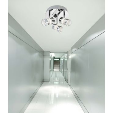 Searchlight Bubbles - opbouwspot 3L - Ø 28 x 15,5 cm - 3 x 4,5W dimbare LED incl. - IP44 - chroom