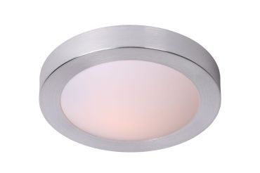 Lucide Fresh - plafondverlichting - Ø 27 x 9 cm - IP44 - geborsteld aluminium